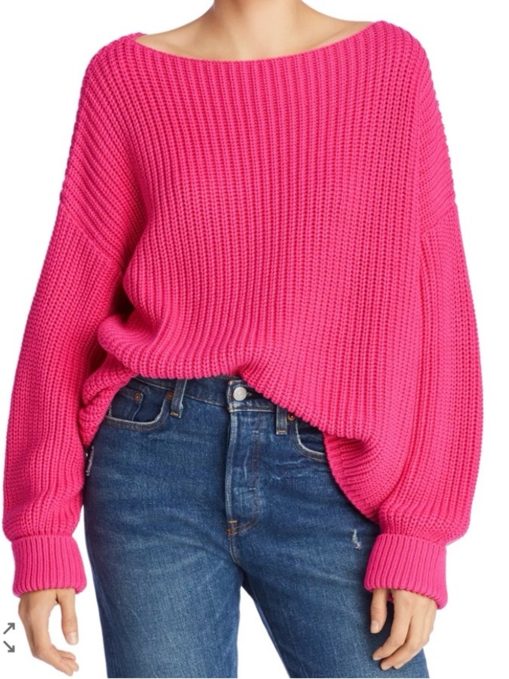 French Connection | Raspberry / Pink Cotton Boatneck Sweater | Size Large